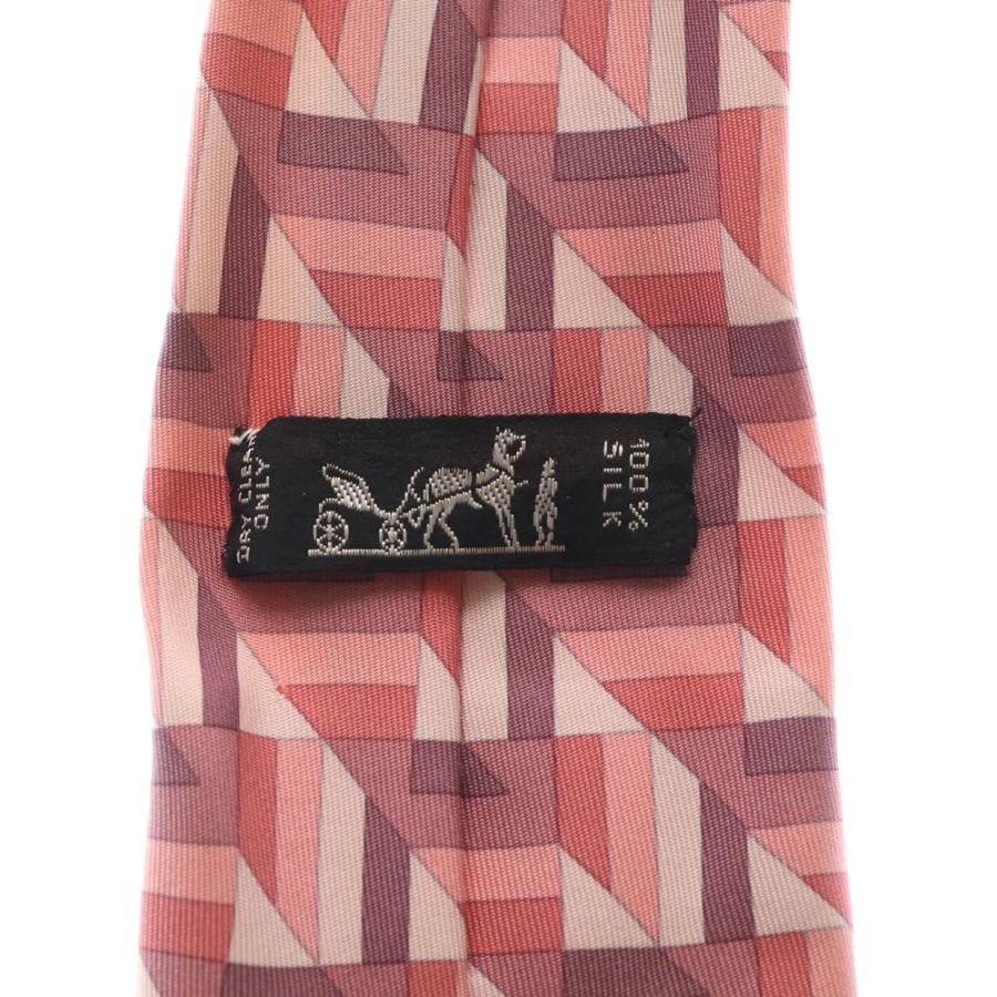 HERMES エルメス Silk Tie 総柄 シルクネクタイ ピンク_4