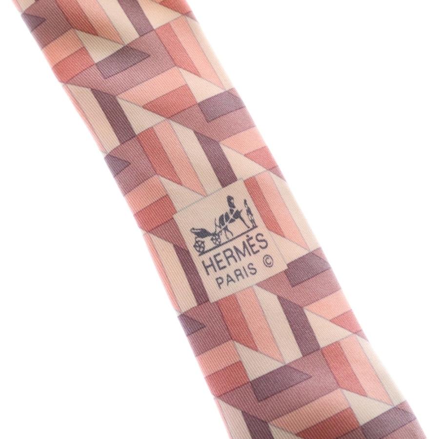 HERMES エルメス Silk Tie 総柄 シルクネクタイ ピンク_5