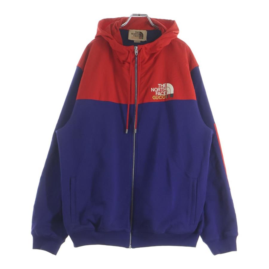 グッチ × アディダス コラボ パーカー スウェットシャツ XS 紺 GUCCI（グッチ） adidas Hoodie アディダス ナイロン切替 ジップアップ