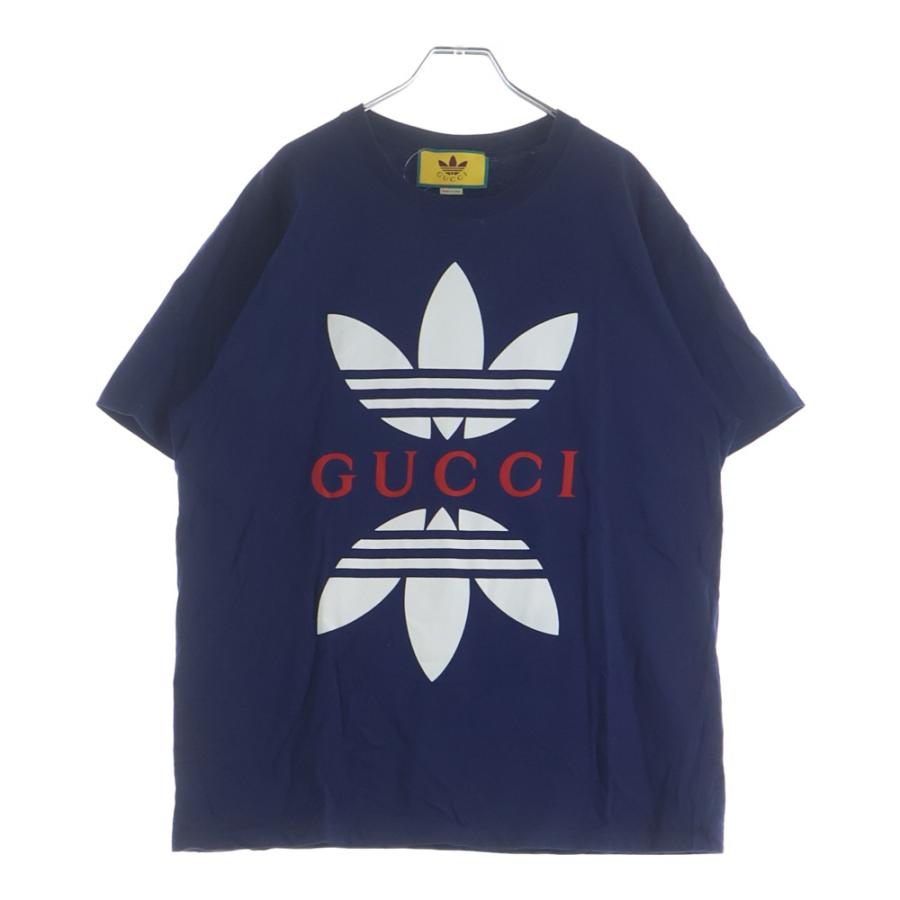 GUCCI（グッチ） adidas T-Shirt アディダス 半袖Tシャツ ネイビー