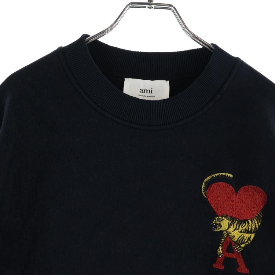 アミアレクサンドルマテュッシ Tiger Swaetshirt タイガーハートロゴ刺繍 クルーネックスウェットトレーナー ブラック E22UDW009.749_3
