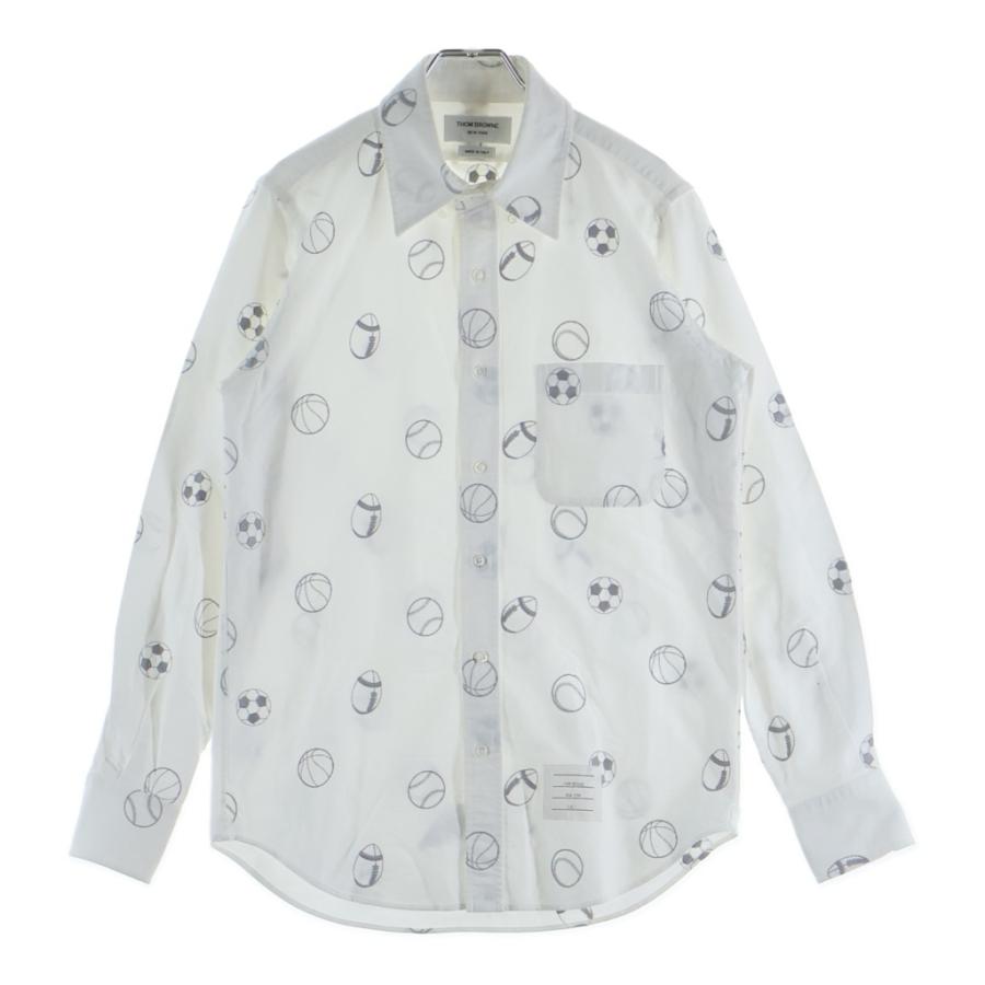 THOM BROWNE（トム ブラウン） Shirt ロゴ刺繍 長袖シャツ ホワイト