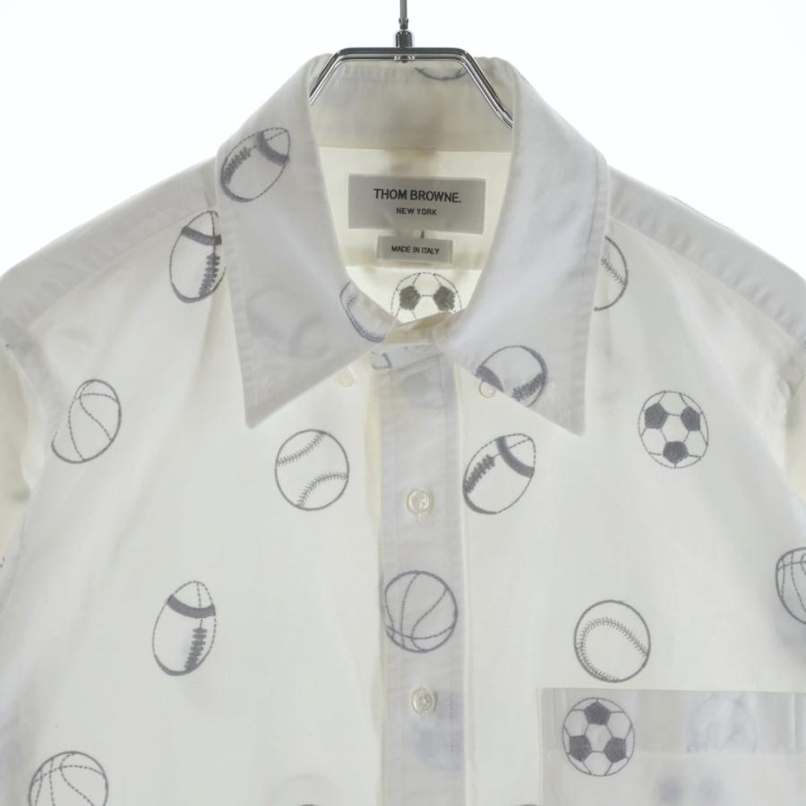 THOM BROWNE（トム ブラウン） Shirt ロゴ刺繍 長袖シャツ ホワイト