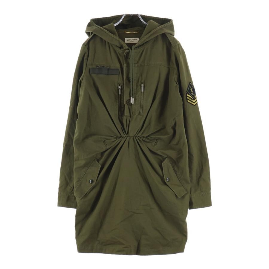 サンローランパリ Hooded Parka Mini Dress ハーフボタン ミリタリー