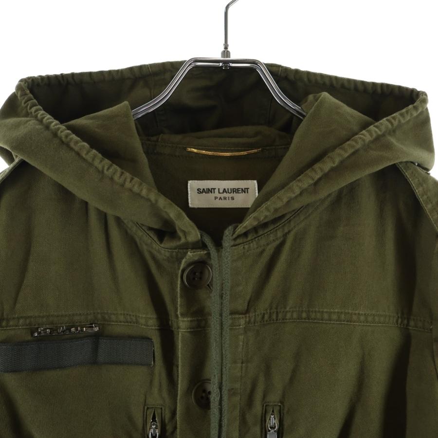 サンローランパリ Hooded Parka Mini Dress ハーフボタン ミリタリー 