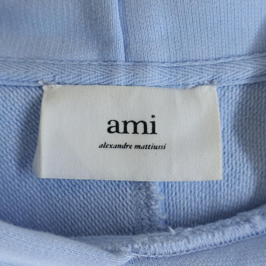 AMI Alexandre Mattiussi アミアレクサンドルマテュッシ Hoodie ハートロゴ刺繍 プルオーバースウェットパーカー フーディー ブルー E22USW202.747 AMI Alexandre Mattiussi アミアレクサンドルマテュッシ Hoodie ハート