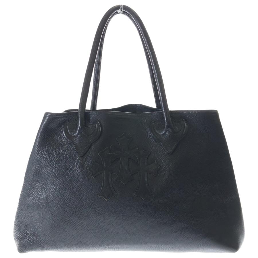 CHROME HEARTS クロムハーツ TOTE W SNP 3CEME 3セメタリートート レザートートバッグ ブラック CHROME HEARTS（クロムハーツ） TOTE W SNP 3CEME セメタリークロス