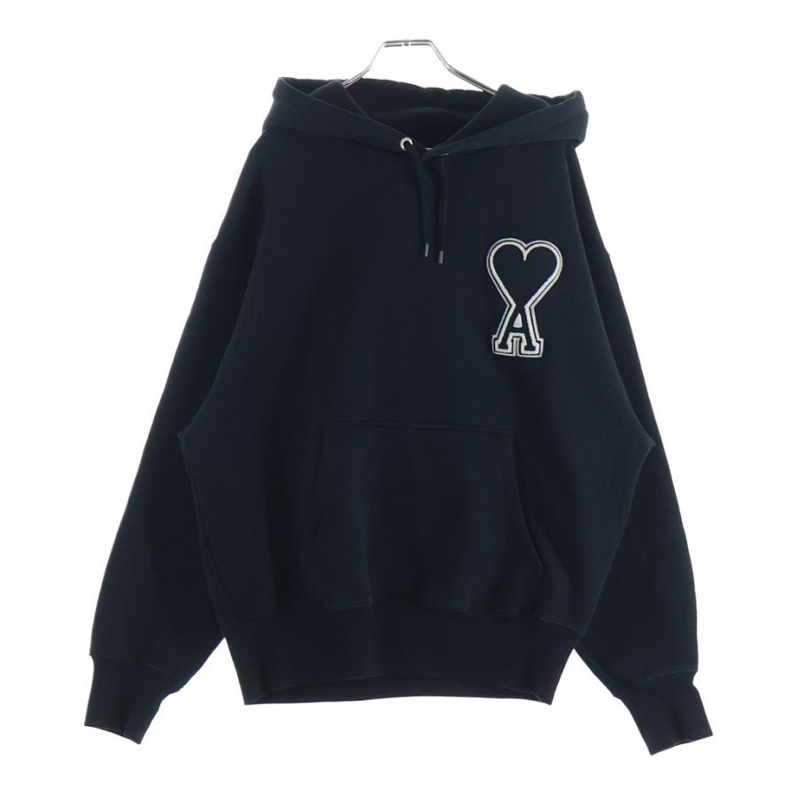 AMI Alexandre Mattiussi アミアレクサンドルマテュッシ Hoodie ハートロゴ プルオーバースウェットパーカー フーディー ブラック A20HJ057.747 AMI Alexandre Mattiussi アミアレクサンドルマテュッシ Hoodie ハート