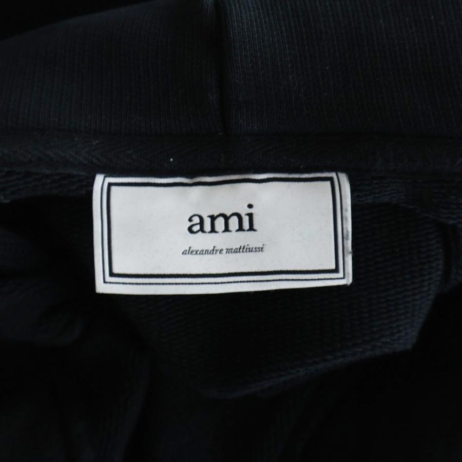 AMI Alexandre Mattiussi アミアレクサンドルマテュッシ Hoodie ハートロゴ プルオーバースウェットパーカー フーディー ブラック A20HJ057.747 AMI Alexandre Mattiussi アミアレクサンドルマテュッシ Hoodie ハート