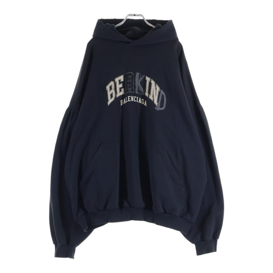 BALENCIAGA バレンシアガ 23AW BE KIND ロゴオーバーサイズヴィンテージ加工スウェットプルオーバーパーカー 761458 TPVD6 ブラック BALENCIAGA（バレンシアガ） 23AW BE KIND ロゴオーバーサイズ