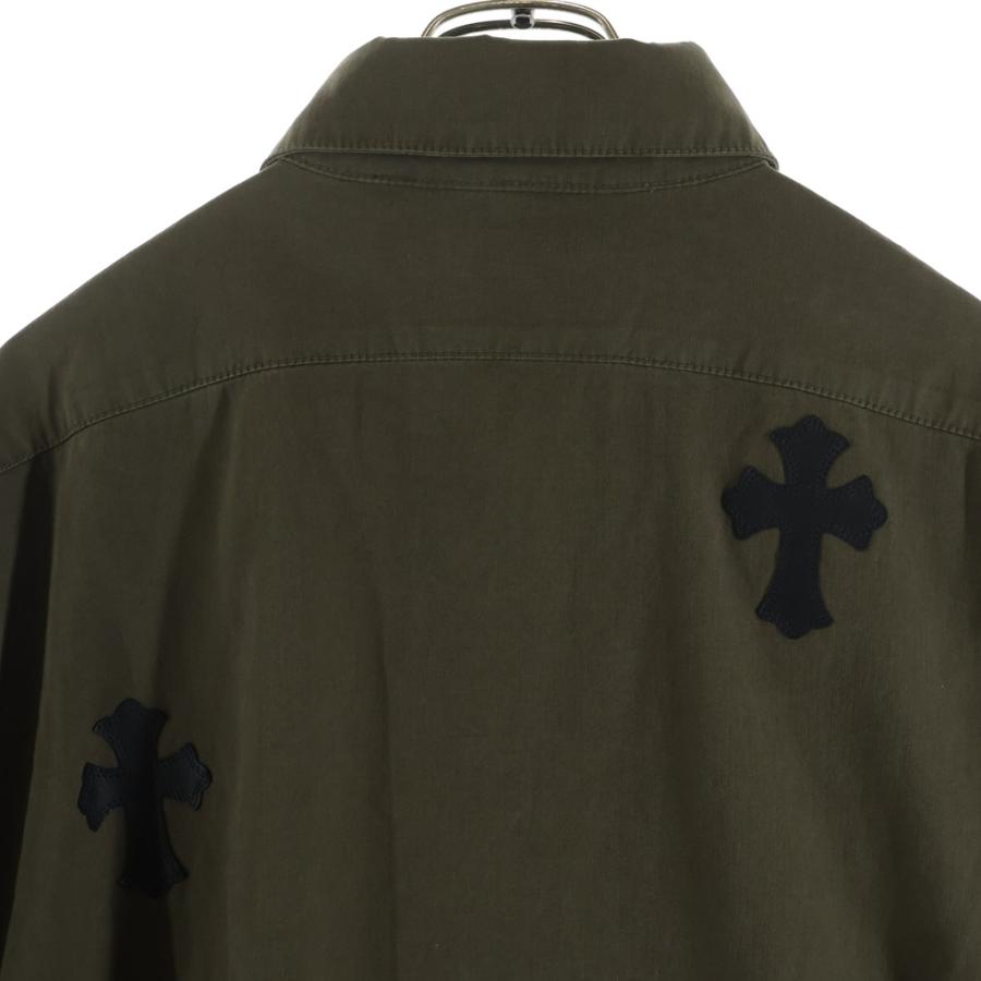 CHROME HEARTS クロムハーツ MAHAL KITA マハルキタ クロスパッチ クロスボールボタン ロングスリーブ 長袖シャツ カーキ CHROME HEARTS（クロムハーツ） MAHAL KITA マハルキタ クロスパッチ