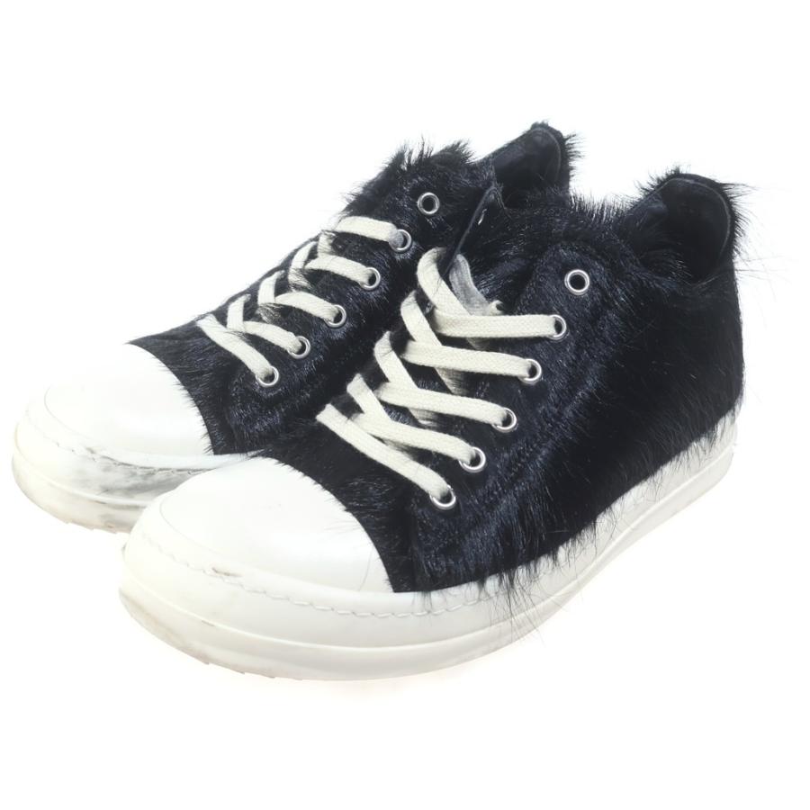Rick Owens リックオウエンス CALF HAIR LOW RAMONES カーフヘア ラモーンズ ローカットスニーカー ブラック - Rick Owens（リック・オウエンス） CALF HAIR LOW RAMONES カーフヘア