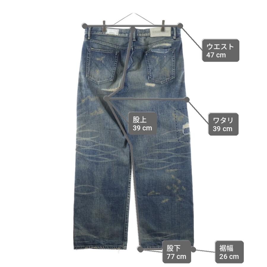 美品NEIGHBORHOOD ×DISNEYワッペンリペア加工サベージデニム M NEIGHBORHOOD（ネイバーフッド） 25SS SAVAGE DENIM DP WIDE PANTS