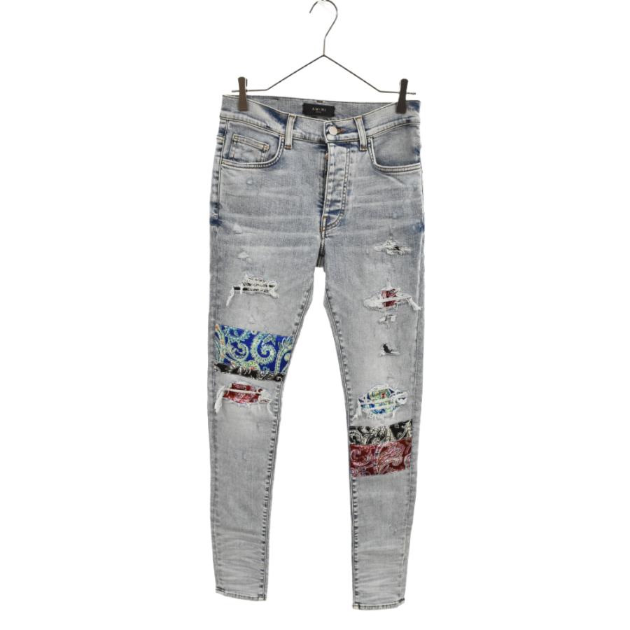AMIRI アミリ ダメージ加工 ペイズリー柄 スキニーデニムパンツ AMIRI アミリ ダメージ加工 ペイズリー柄 スキニーデニムパンツ