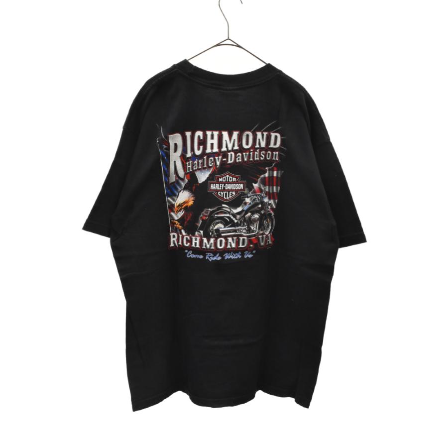 00s ハーレーダビッドソン Tシャツ　チェッカーフラグ　フレイムス　黒　L 00s ハーレーダビッドソン Tシャツ チェッカーフラグ フレイムス