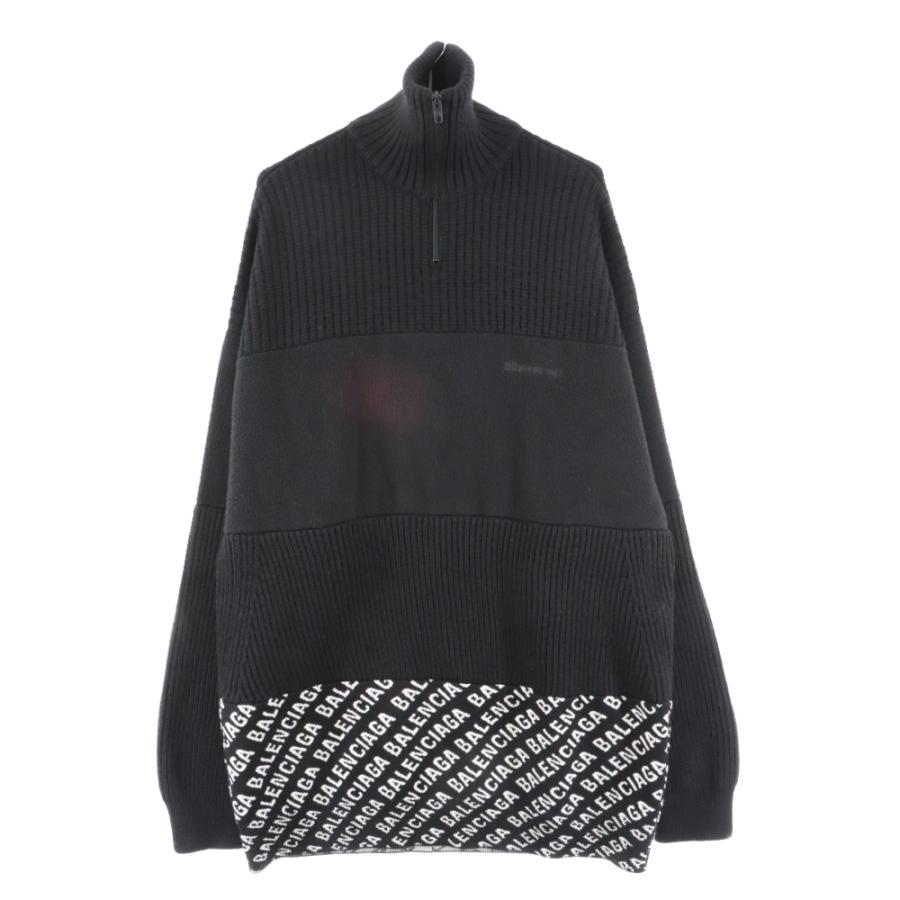 BALENCIAGA バレンシアガ 20AW 641734 T1587 ロゴ総柄切替ハーフジップ 