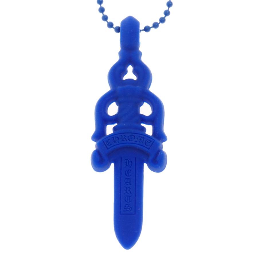 CHROME HEARTS クロムハーツ CH DAGGER PENDANT シリコンラバー CHダガーペンダント ネックレス ボールチェーン ブルー｜shopbring｜03