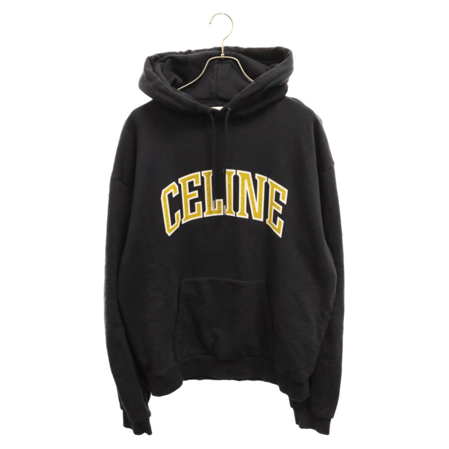 CELINE（セリーヌ） ルーズロゴプリント スウェット パーカー ブラック