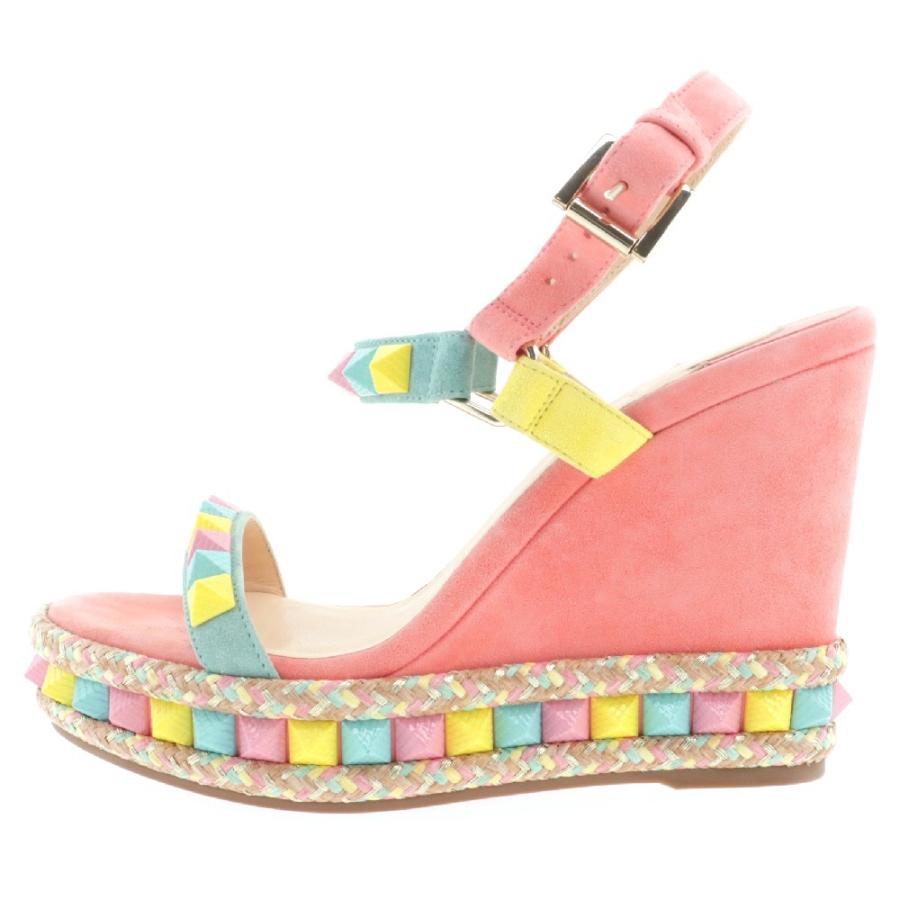 美品 クリスチャンルブタン　ウェッジソールサンダル エスパドリーユ クリスチャンルブタン ウェッジソール エスパドリーユ レッド サンダル