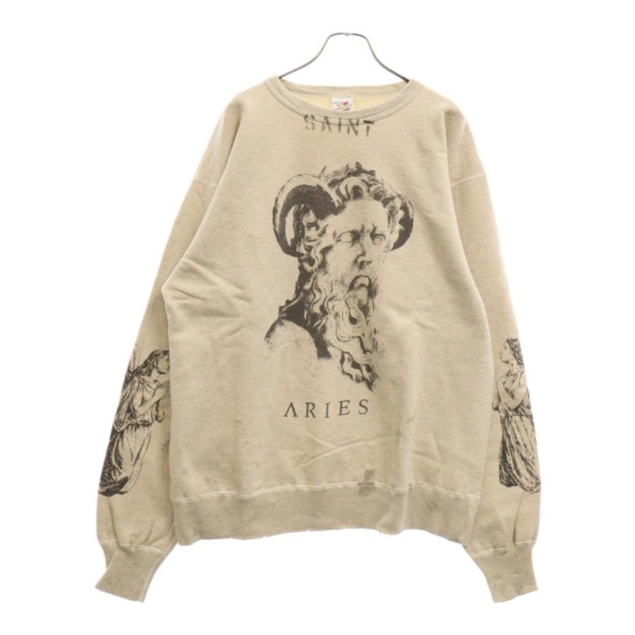 SAINT Michaelグラフィック トレーナーL 半袖スウェットダメージ加工