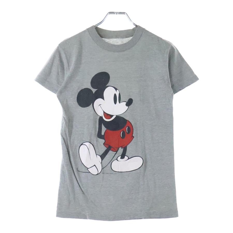VINTAGE ヴィンテージ 70-80S Disney Mickey Mouse 白足 プリント 半袖 