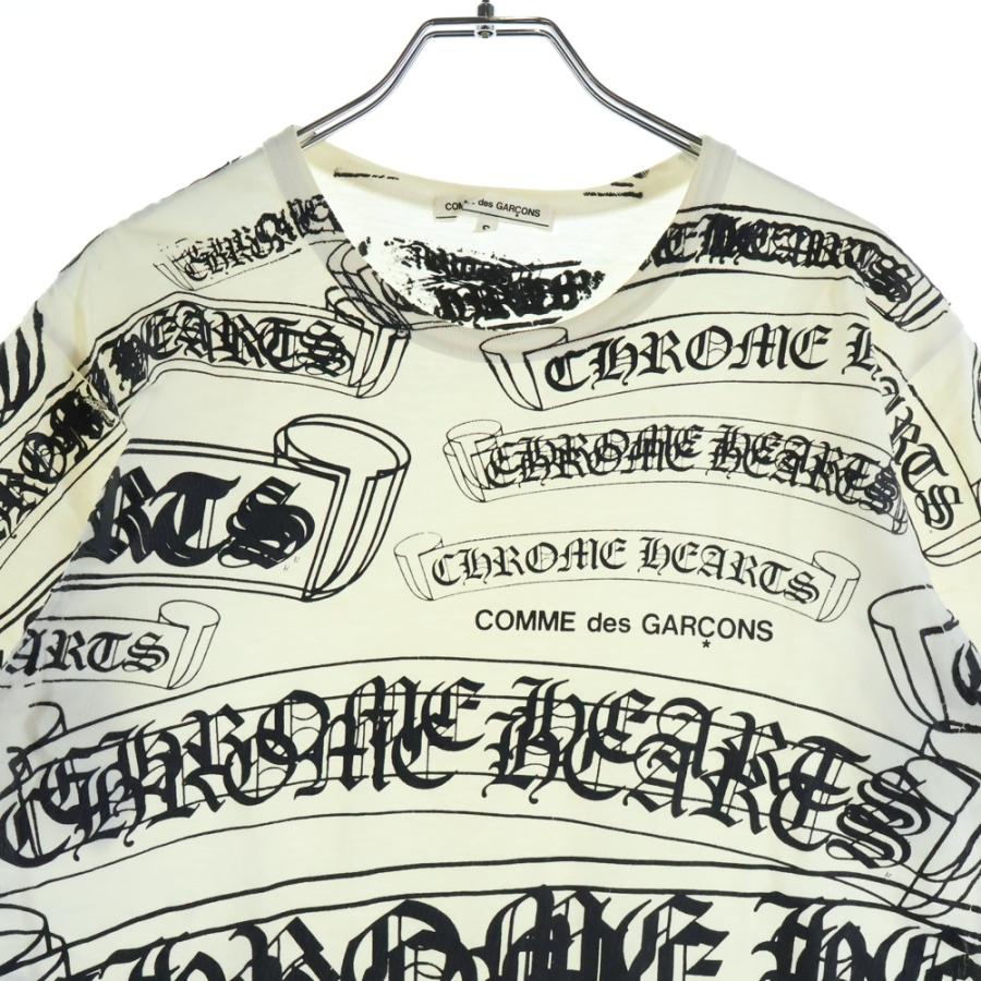 CHROME HEARTS クロムハーツ ×COMME des GARCONS CH LOGO TEE コムデギャルソン DSM別注 スクロールラベルプリント 半袖Tシャツ カットソー ブラック レディース ZI-T003 コムデギャルソン×クロムハーツCOMME des GARCONS×CHROME HEARTS ロゴ