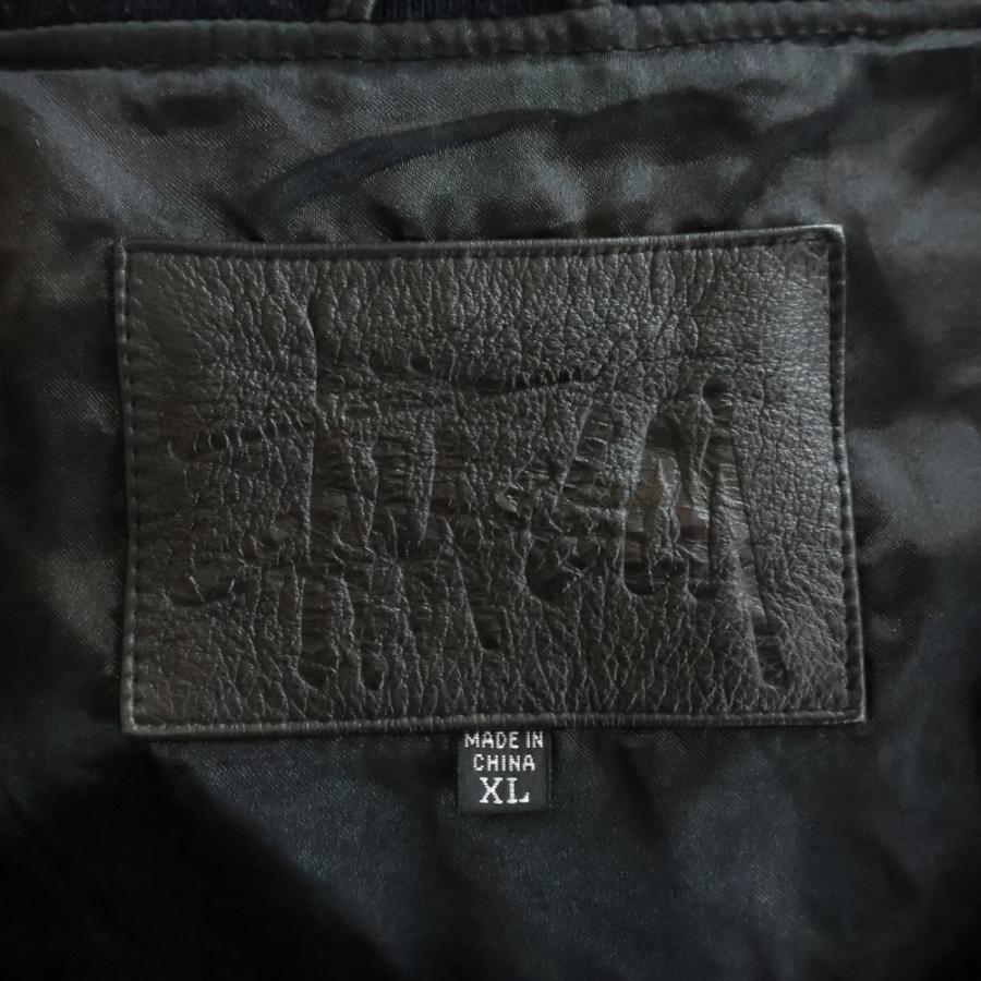old stussy 90s レザー ジャケット A-2 オールドステューシー 90'S OLD STUSSY SS COUPE LEATHER×MELTON STADIUM JACKET（オールド