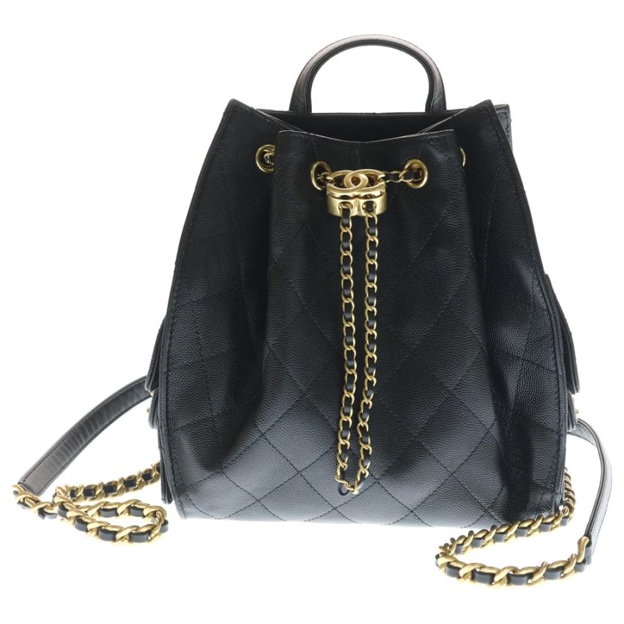 CHANEL ブラックレザーリュックサック CHANEL（シャネル） シャネル25 ミディアム バックパック レザー
