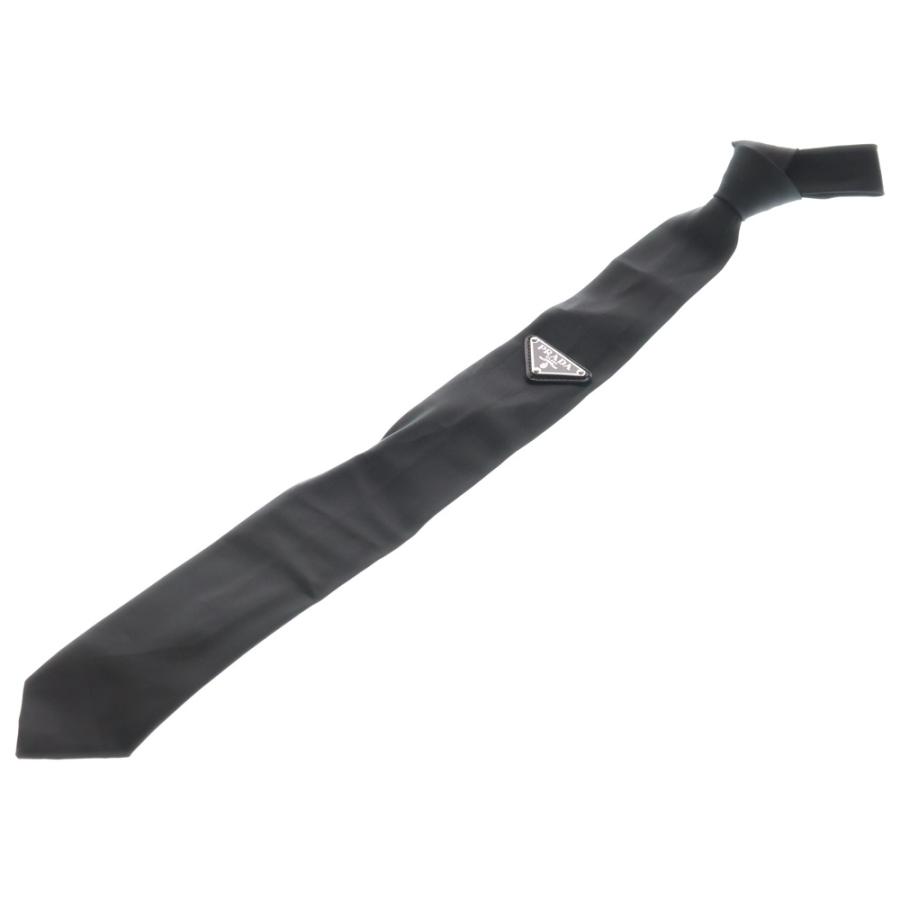 PRADA プラダ Re-Nylon Gabardine Tie UCR77 リナイロン トライアングルプレート ギャバジンネクタイ ブラック PRADA（プラダ） Re-Nylon Gabardine Tie UCR77 リナイロン