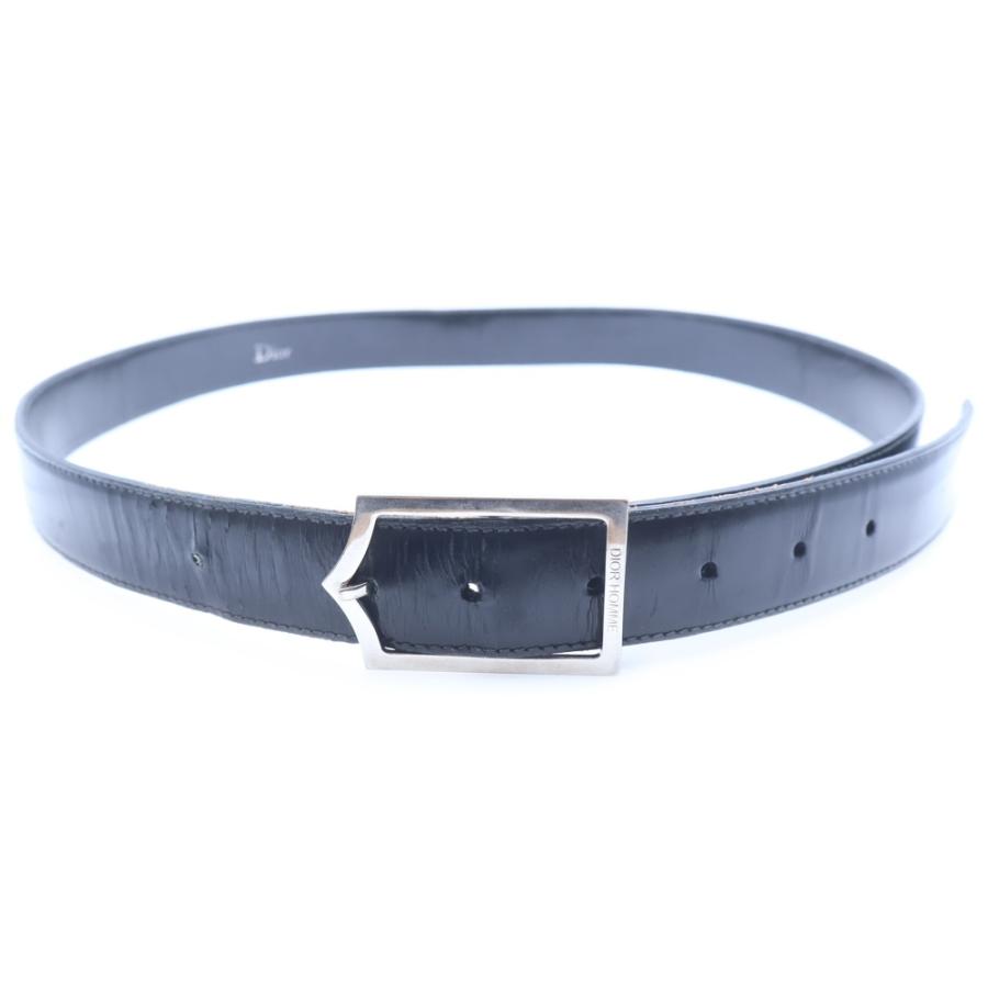 Dior HOMME ディオールオム シャイニーメタル Dバックル レザーベルト ブラック 06BM-1014 Dior HOMME ディオールオム シャイニーメタル Dバックル レザーベルト