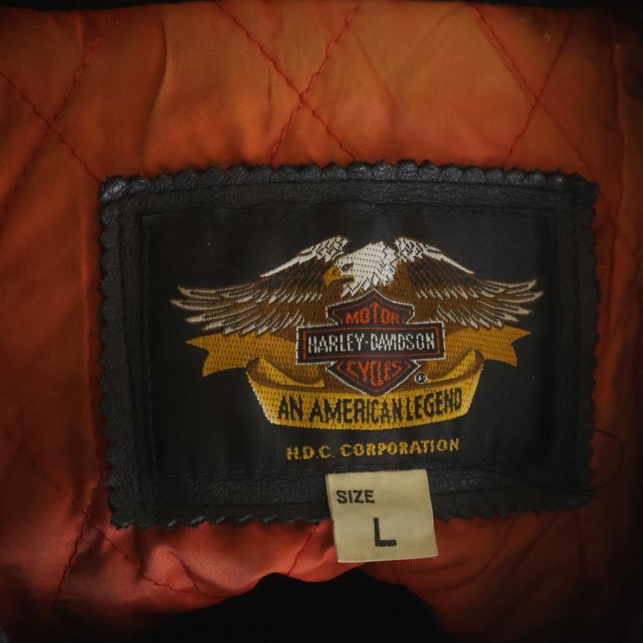 ハーレーダビットソン ビンテージ バック刺繍 レザージャケット L相当 Harley Davidson（ハーレー・ダビッドソン） VINTAGE バック刺繍