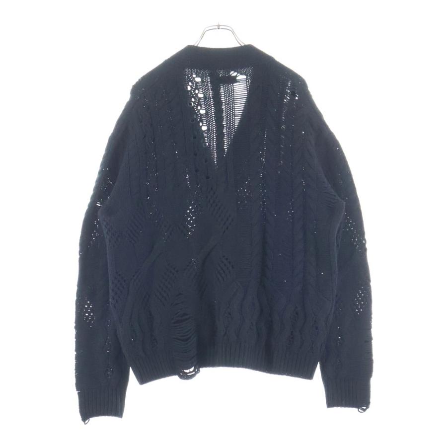 AMIRI アミリ Oversized Distressed Cable-Knit オーバーサイズ ダメージ加工 ケーブルカーディガン 長袖ニット ブラック AMIRI（アミリ） Oversized Distressed Cable-Knit オーバーサイズ
