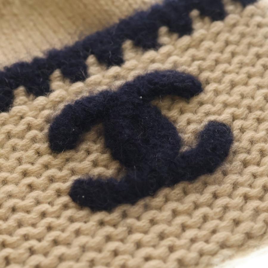 CHANEL シャネル 23AW ココマーク カシミア シルク ニット帽 ビーニー ベージュ_4
