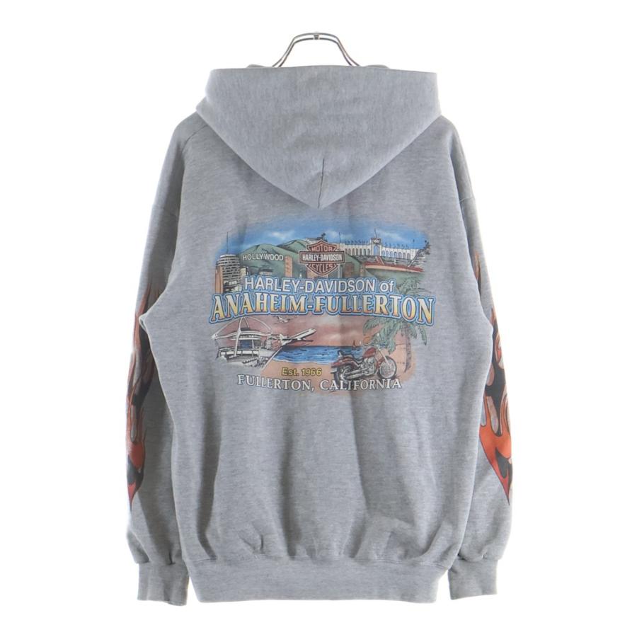 ハーレーダビットソン　キラキラ　ハート　ギャル　Y2K ハーフボタン　パーカー Harley Davidson（ハーレー・ダビッドソン） 00s FLAMES ZIPUP HOODIE