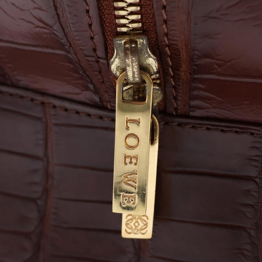 LOEWE（ロエベ） アマソナ クロコレザー ハンドバッグ ブラウン