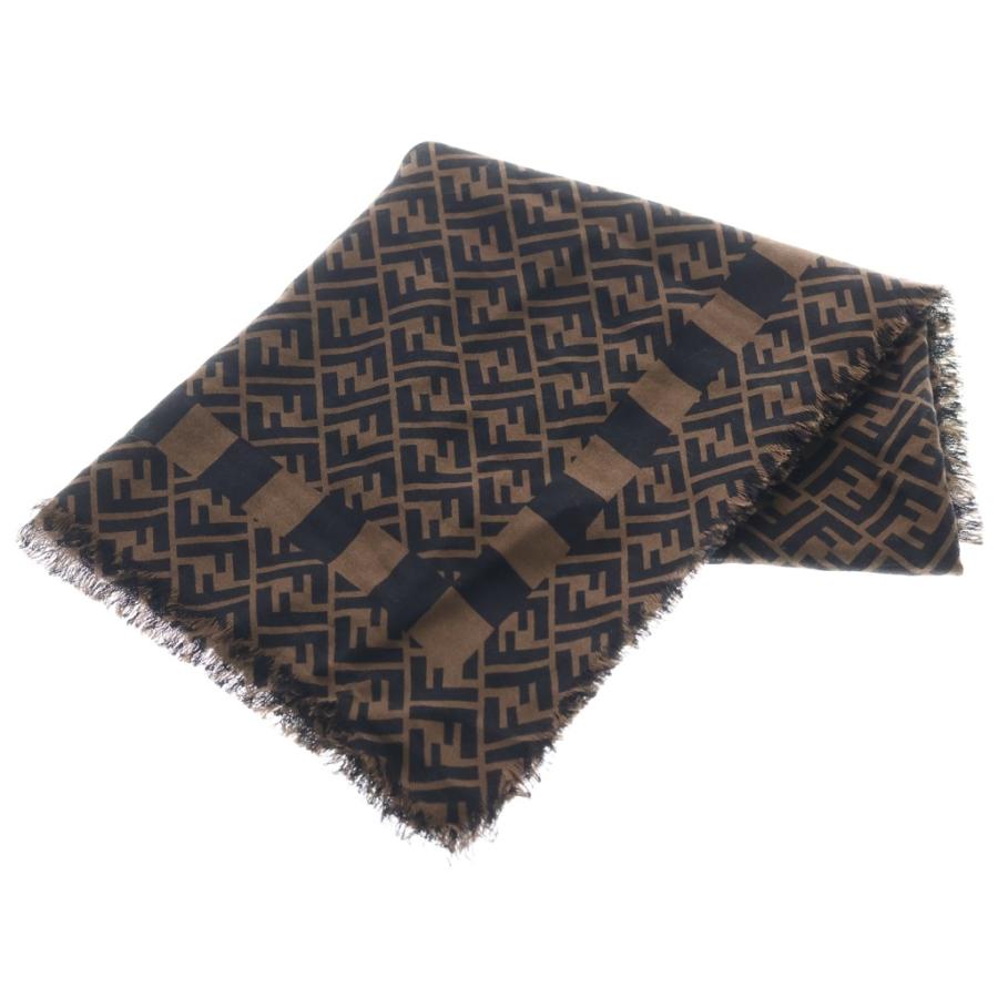 yamajun　Fendi ブラウン系 ロゴ　100%ウールマフラー FENDI（フェンディ） Logo Scarf カシミヤ ウール マフラー ストール