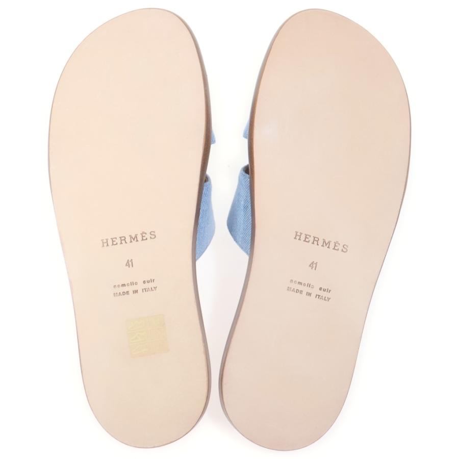 HERMES（エルメス） Izmir イズミール デニムHロゴ レザーサンダル