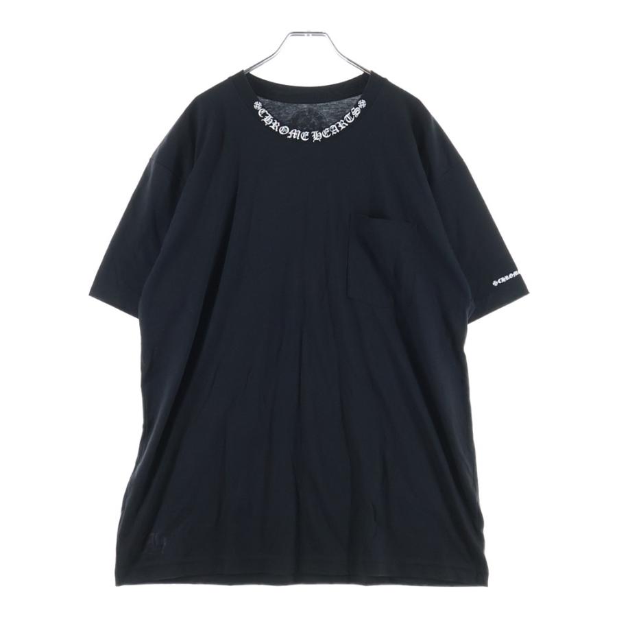 クロムハーツ ネックロゴ プリントTシャツ カットソー　ブラック　M CHROME HEARTS（クロムハーツ） Neck Logo Tee ネックロゴ 半袖Tシャツ