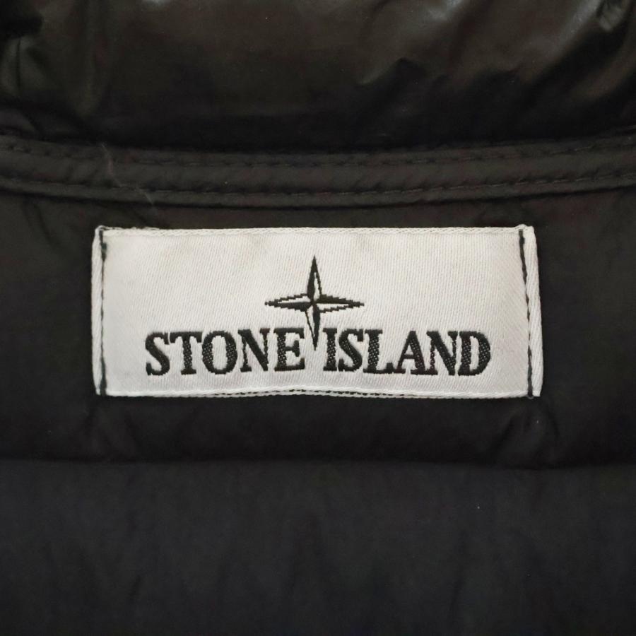 ISLAND ストーンアイランド ロゴパッチ ジップ 【フーディジャケット】 ナイロンダウンジャケット ブラック
