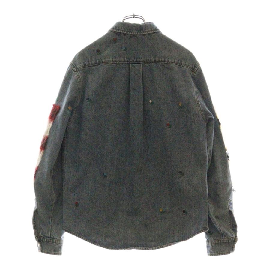 MARNI デニムシャツ 刺繍、モヘアニットパッチ MARNI デニムシャツ 刺繍、モヘアニットパッチ - メルカリ