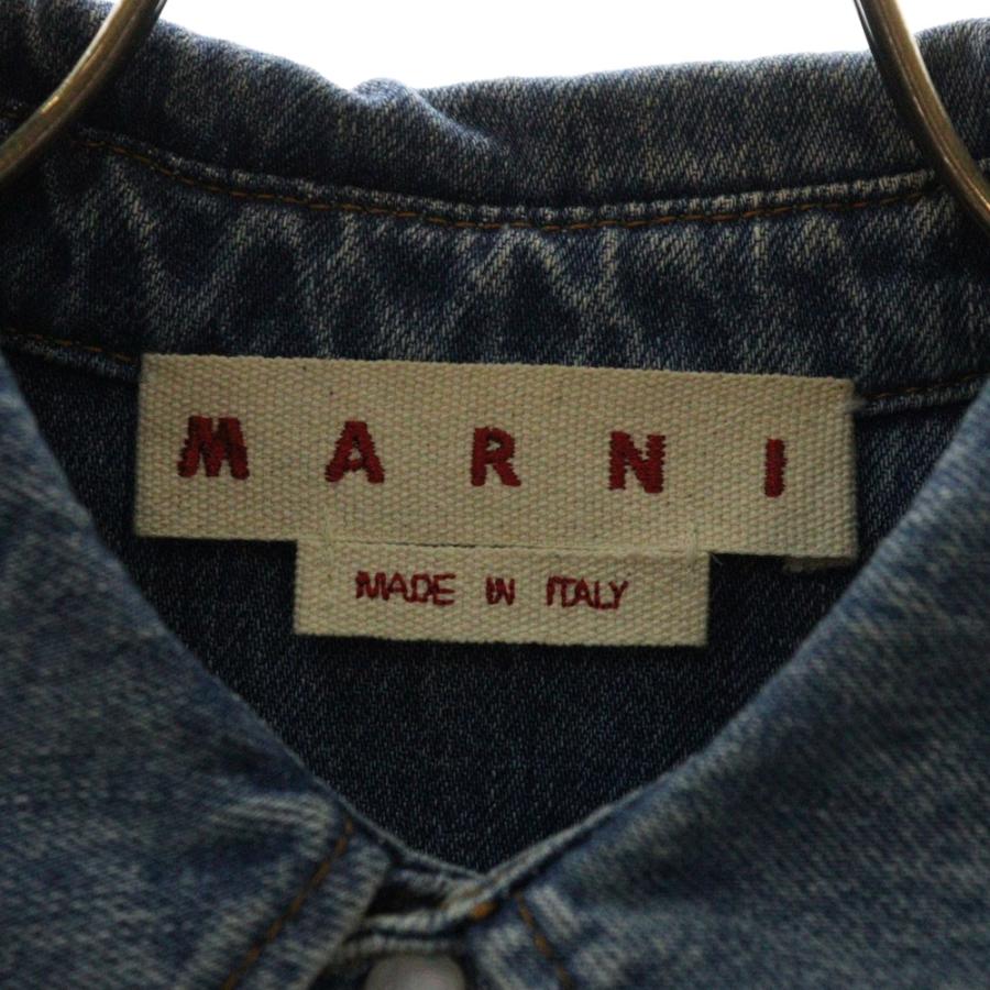 MARNI マルニ 袖モヘアニット フローラル刺繍 デニムシャツ