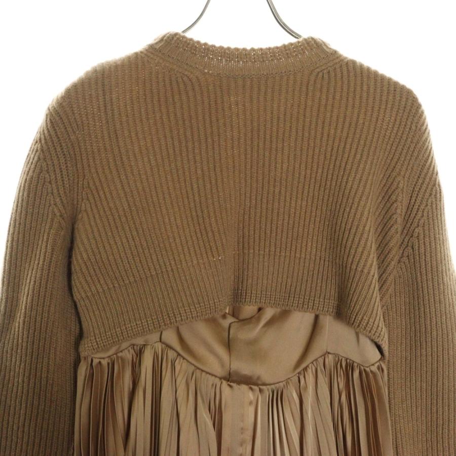 sacai / サカイ | アルパカ混 レオパード ドローコード タートルネックニット | 1 | ベージュ | レディース セール】〈セットアップニット〉アルパカタッチハイネックショート丈