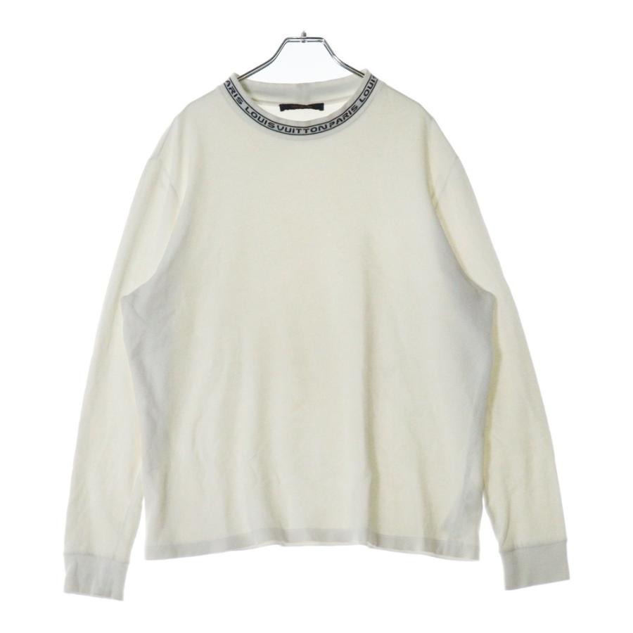 LOUIS VUITTON ネックロゴ ハイネック カットソー 長袖 白 L