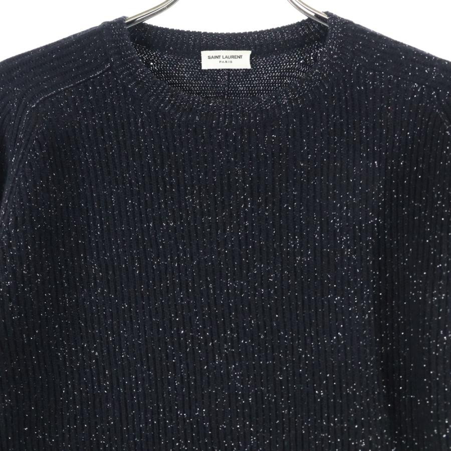 SAINT LAURENT PARIS サンローランパリ ラメ入り リブ編み クルー