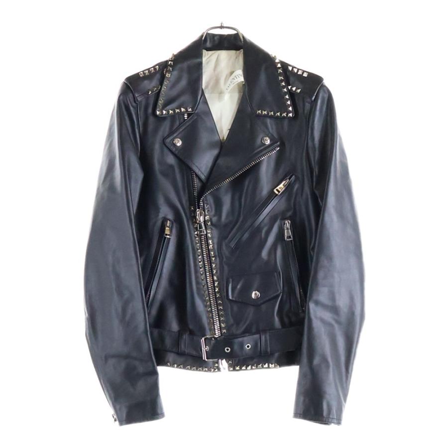【希少】VALENTINO(ヴァレンティノ)ロックスタッズレザーダブルライダース VALENTINO（ヴァレンティノ） ロックスタッズ 中綿 WZIP レザー ダブル