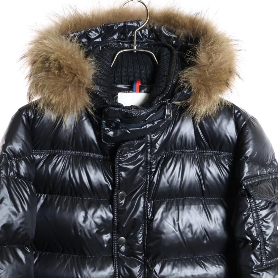 モンクレールリアルファーフード付きダウンジャケット１０A　黒　美品★１４０ｃｍ MONCLER（モンクレール） HUBERT ヒューベル ダウンジャケット リアル