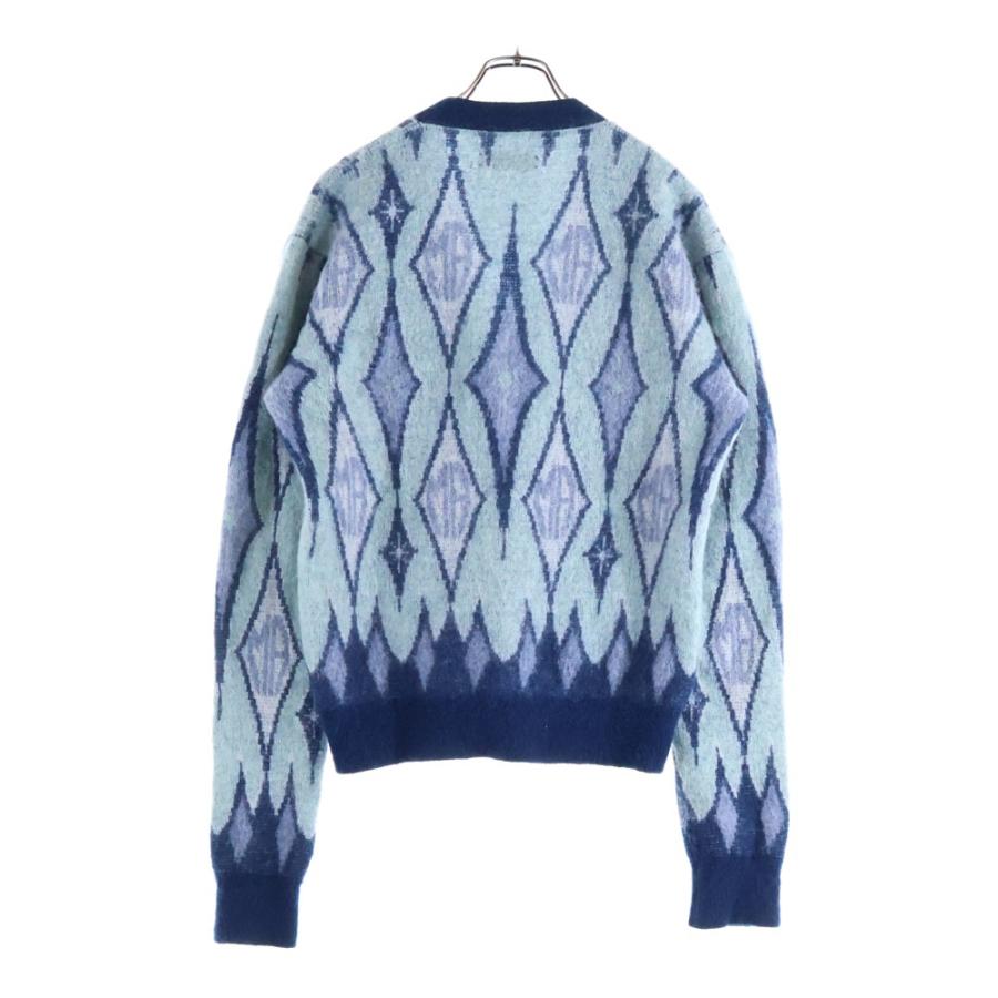 AMIRI アミリ ARGYLE MOHAIR CARDIGAN アーガイルチェック総柄 モヘヤ混 ニット カーディガン ブルー AMIRI（アミリ） ARGYLE MOHAIR CARDIGAN アーガイルチェック総柄