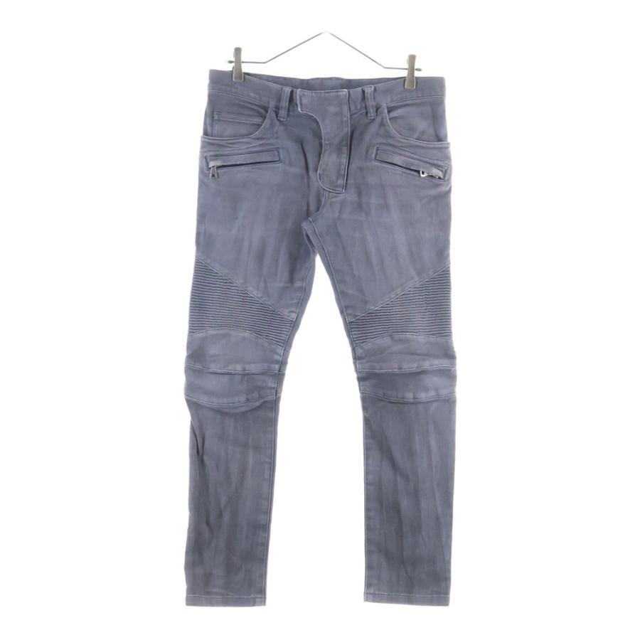 BALMAIN（バルマン） ダメージ加工 蛇腹バイカー デニムパンツ