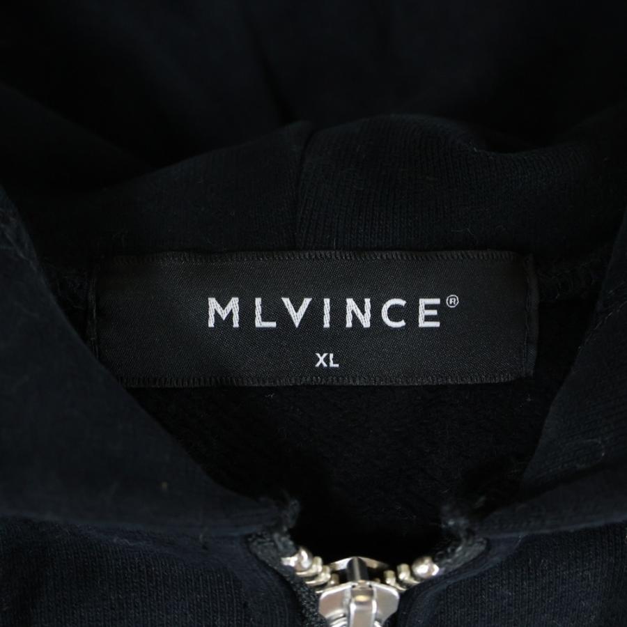 MLVINCE メルヴィンス フロントロゴ コットン ジップアップフーディーパーカー ブラック