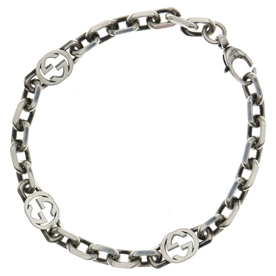 GUCCI インターロッキング　ブレスレット　シルバー　ラージタイプ　18 GUCCI インターロッキング ブレスレット シルバー ラージタイプ 18